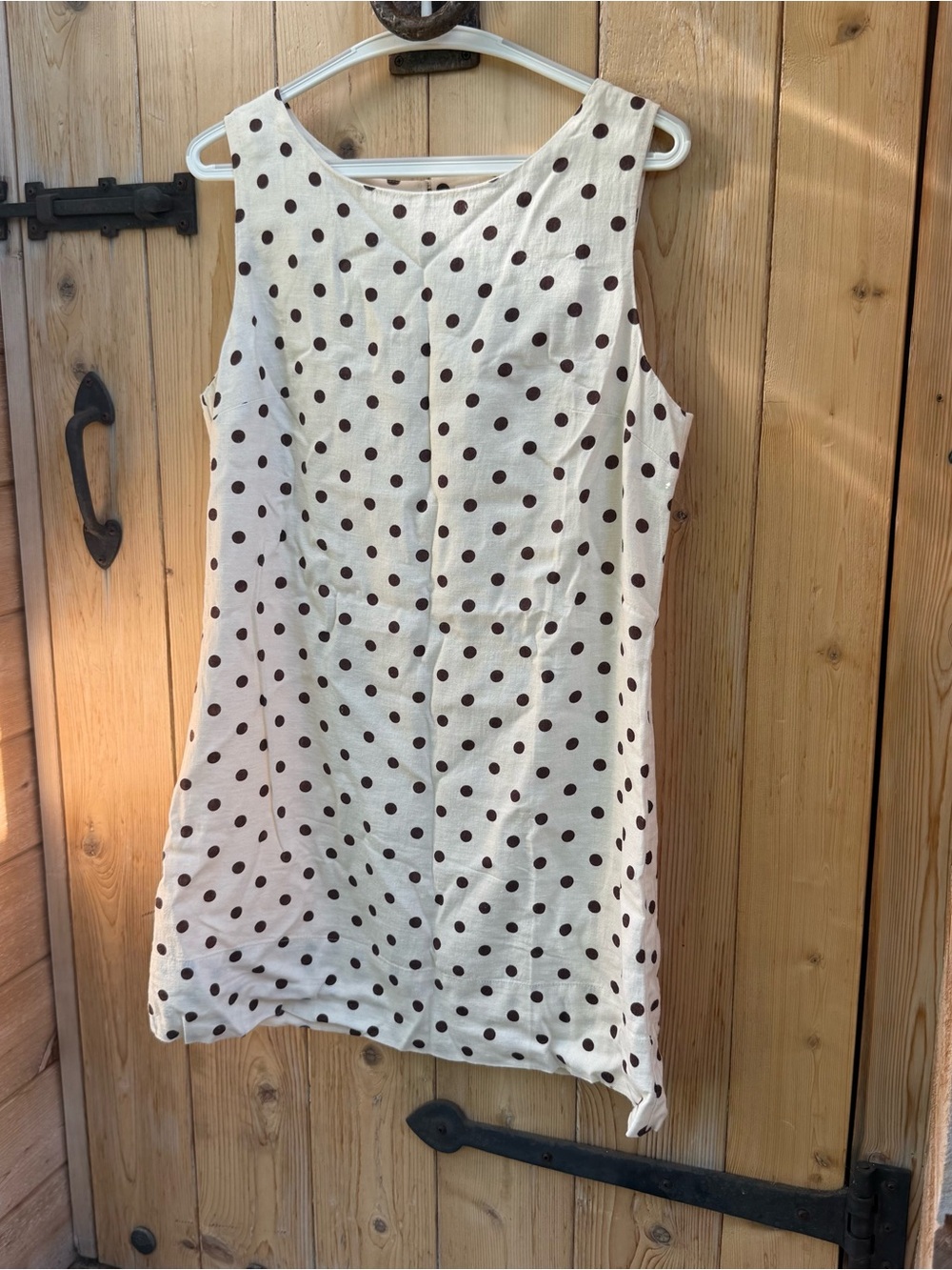 GAP Sleeveless Polka Dot Shift Dress - Cream with Brown Dots